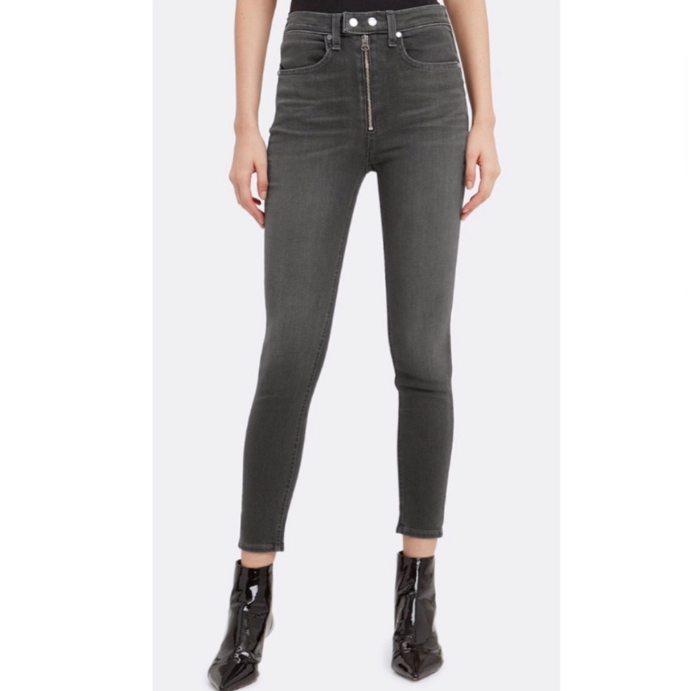 Rag & Bone Baxter Coated Black Ash Skinny Denim Jeans Size 25 0